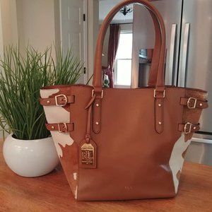 Ralph Lauren Brown Leather Shoulder bag/tote w/ calf hair